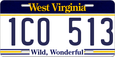 WV license plate 1CO513
