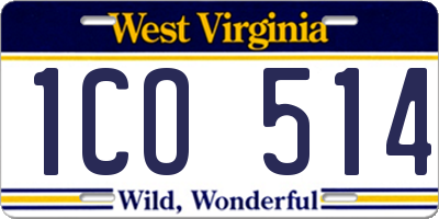 WV license plate 1CO514
