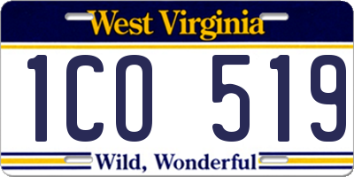 WV license plate 1CO519