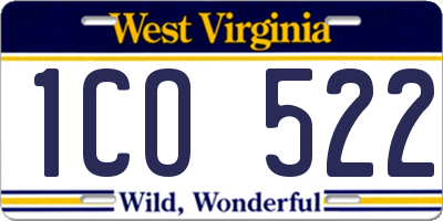 WV license plate 1CO522