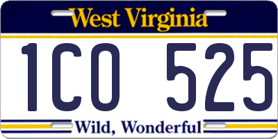 WV license plate 1CO525