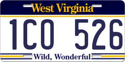 WV license plate 1CO526