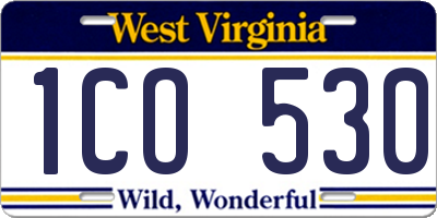 WV license plate 1CO530
