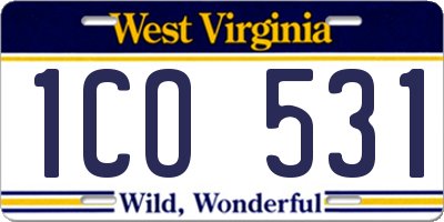 WV license plate 1CO531