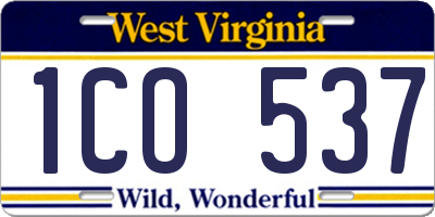 WV license plate 1CO537