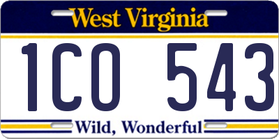 WV license plate 1CO543