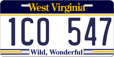 WV license plate 1CO547