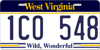 WV license plate 1CO548