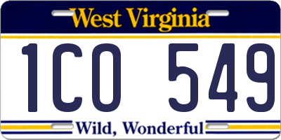 WV license plate 1CO549