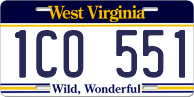 WV license plate 1CO551