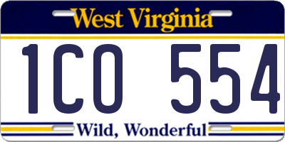 WV license plate 1CO554