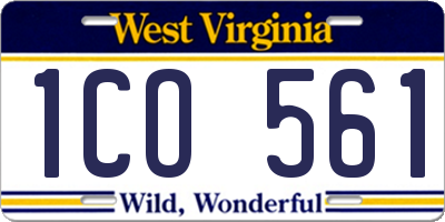 WV license plate 1CO561