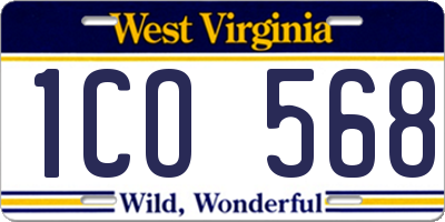 WV license plate 1CO568