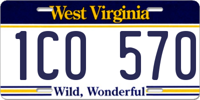 WV license plate 1CO570