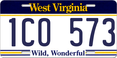 WV license plate 1CO573