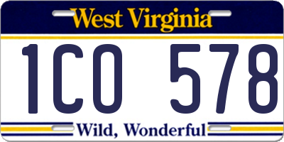 WV license plate 1CO578