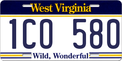 WV license plate 1CO580