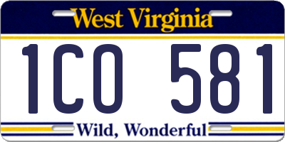 WV license plate 1CO581
