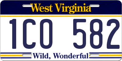 WV license plate 1CO582