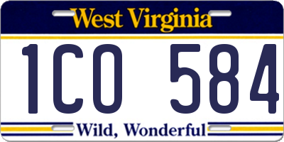 WV license plate 1CO584