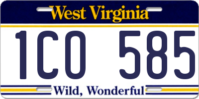 WV license plate 1CO585