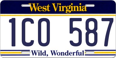 WV license plate 1CO587
