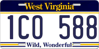 WV license plate 1CO588