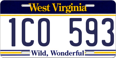 WV license plate 1CO593