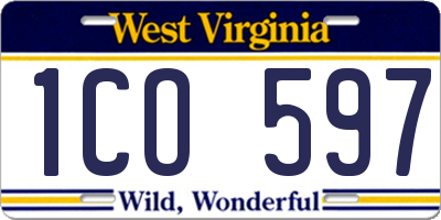 WV license plate 1CO597