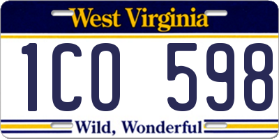 WV license plate 1CO598