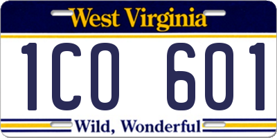 WV license plate 1CO601