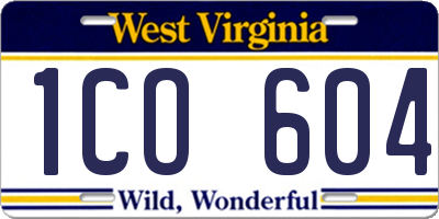 WV license plate 1CO604