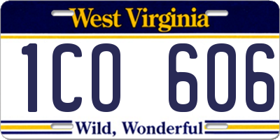 WV license plate 1CO606