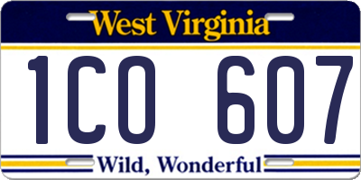 WV license plate 1CO607