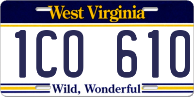 WV license plate 1CO610
