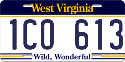 WV license plate 1CO613