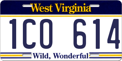 WV license plate 1CO614