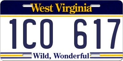 WV license plate 1CO617