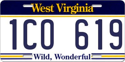 WV license plate 1CO619