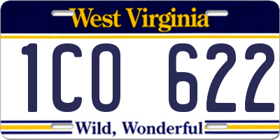 WV license plate 1CO622
