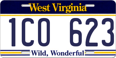 WV license plate 1CO623