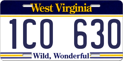 WV license plate 1CO630