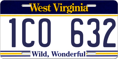 WV license plate 1CO632