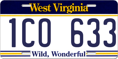 WV license plate 1CO633
