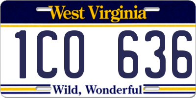 WV license plate 1CO636