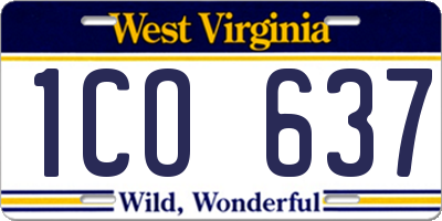 WV license plate 1CO637