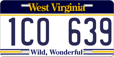 WV license plate 1CO639