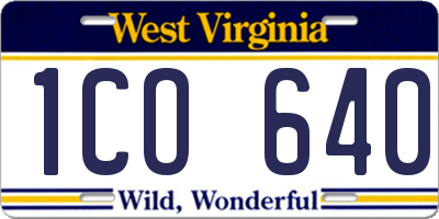 WV license plate 1CO640