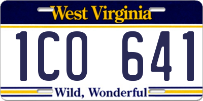 WV license plate 1CO641