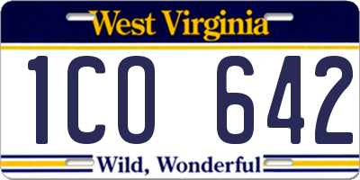 WV license plate 1CO642